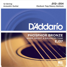 D'Addario EJ37 12-54 Phosphor Bronze Medium Top Heavy Bottom 12 String Acoustic Guitar Strings