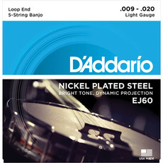 D'Addario EJ60 9-20 5 String Nickel Light Banjo Strings