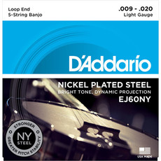 D'Addario EJ60NY 9-20 Banjo Nickel Light 5 String Banjo Strings