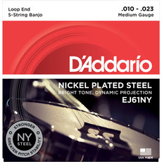 D'Addario EJ61NY 10-23 Banjo Nickel Medium 5 String Banjo Strings