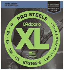 D'Addario EPS165-5 45-135 ProSteel Custom Light Long Scale 5 String Bass Guitar Strings