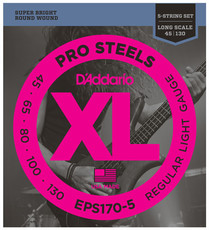 D'Addario EPS170-5 45-130 ProSteel Bass Light Long Scale 5 String Bass Guitar Strings