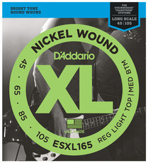 D'Addario ESXL165 45-105 XL Nickel Round Wound Custom Light Double Ball End Long Scale Bass Guitar Strings