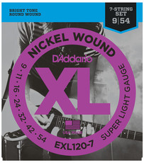 D'Addario EXL120-7 9-54 Nickel Wound Super Light 7 String Electric Guitar Strings