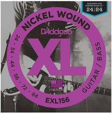 D'Addario EXL156 24-84 6 XL Nickel Wound 6 String Bass Guitar Strings for Fender Bass IV