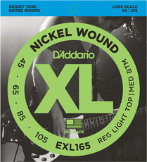 D'Addario EXL165 45-105 Nickel Wound Bass Custom Light Long Scale 4 String Bass Guitar Strings