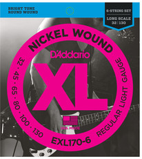 D'Addario EXL170-6 32-130 Nickel Wound Bass Regular Light Long Scale 6 String Bass Guitar Strings