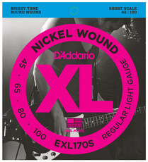 D'Addario EXL170S 45-100 Nickel Wound Light Short Scale Bass Guitar Strings