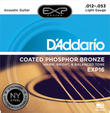 D'Addario EXP16 12-53 Coated Phosphor Bronze Light Acoustic Guitar Strings