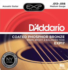 D'Addario EXP17 13-56 Coated Phosphor Bronze Medium Acoustic Guitar Strings