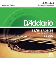 D'Addario EZ890 9-45 85/15 Bronze Super Light Acoustic Guitar Strings