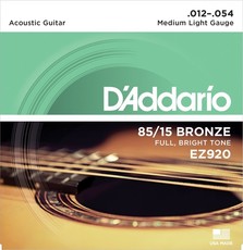 D'Addario EZ920 12-54 85/15 Bronze Medium Light Acoustic Guitar Strings