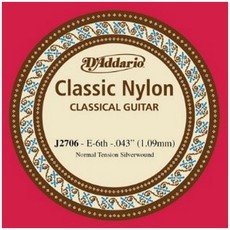 D'Addario J2706 Student Nylon Normal Tension Nylon Silver 6th String