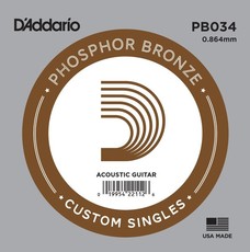 D'Addario PB034 .034 Phosphor Bronze Single Acoustic Guitar String