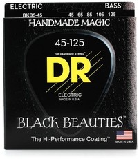 DR BKB5-45 Black Beauties 45-125 Medium Stainless Steel 5-String Black Coated Bass Guitar Strings