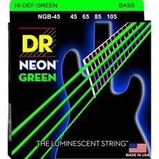 DR NGB-45 Neon Green 45-105 Medium Nickel Plated Steel Green Coated Bass Guitar Strings