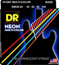 DR NMCB-45 Neon Multi-Color 45-105 Medium Nickel Plated Steel Multi-Color Coated Bass Guitar Strings