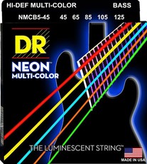 DR NMCB5-45 Neon Multi-Color 45-125 Medium Nickel Plated Steel 5-String Multi-Color Coated Bass Guitar Strings