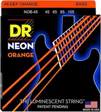 DR NOB-45 Neon Orange 45-105 Medium Nickel Plated Steel Orange Coated Bass Guitar Strings