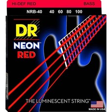 DR NRB-40 Neon Red 40-100 Light Nickel Plated Steel Red Coated Bass Guitar Strings