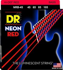 DR NRB-45 Neon Red 45-105 Medium Nickel Plated Steel Red Coated Bass Guitar Strings