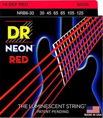 DR NRB6-30 Neon Red 30-125 Medium Nickel Plated Steel 6-String Red Coated Bass Guitar Strings