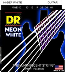 DR NWE-10 Neon White 10-46 Medium Nickel Plated Steel Electric Guitar Strings