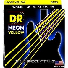 DR NYB5-45 Neon Yellow 45-125 Medium 5-String Nickel Plated Steel Yellow Coated Bass Guitar Strings