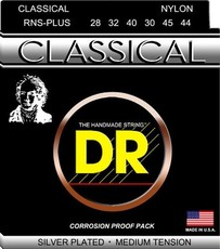 DR RNS-PLUS 28-44 Medium Tension Nylon and Silver Plated Copper Classical Guitar Strings