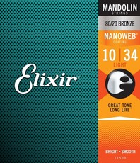 Elixir 11500 Nanoweb 10-34 Light 80/20 Bronze Coated Mandolin Strings