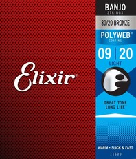 Elixir 11600 Polyweb 9-20 5 String Light Nickel Plated Steel Coated Banjo Strings