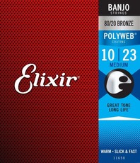 Elixir 11650 Polyweb 10-23 5 String Medium Nickel Plated Steel Coated Banjo Strings