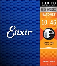 Elixir 12450 Nanoweb 10-46 12 String Light Nickel Plated Steel Coated Electric Guitar Strings