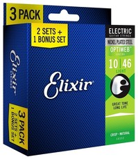 Elixir 16552 Optiweb 10-46 Light Nickel Plated Steel Coated Electric Guitar Strings (3 Pack)