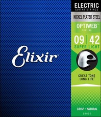 Elixir 19002 Optiweb 9-42 Super Light Nickel Plated Steel Coated Electric Guitar Strings