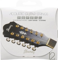 Ibanez IACS12C 10-27 80/20 Bronze 12 String Light Coated Acoustic Guitar Strings