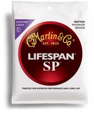 Martin MSP7050 Lifespan SP 11-52 92/8 Phosphor Bronze Custom Light Acoustic Guitar Strings