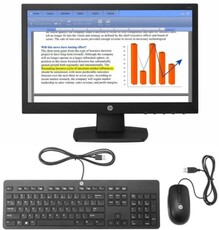 HP Monitor, Keyboard & Mouse Bundle - HP V194 18.5-inch HD LED Monitor + HP Slim USB Keyboard and Mouse