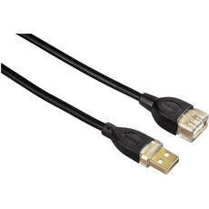 Hama USB 2.0 Extension Cable, gold-plated, double shielded, 3.00 m,  black Cable (78449)