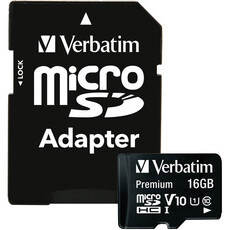 Verbatim 16GB Micro SDHC Class 10 Card plus Adapter (44082)