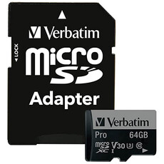 Verbatim 64GB Micro Pro SDHC UHS-I Card plus adapter (47042)