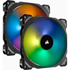 Corsair ML140 PRO RGB LED 14mm PWM Premium Magnetic Levitation Cooling Fan - Twin Fan Pack with Lighting Node PRO (CO-9050078-WW)