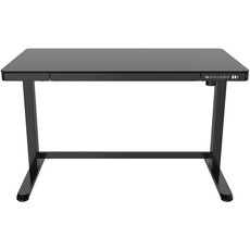 LEKKERMOTION Sit-Stand Rectangular Glass-Top Height Adjustable Desk 1/1 - Black (LM-ET118-N-BLACK)