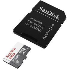 Sandisk 64gb Ultra Microsdxc + Sd Adapter 100mb/S Class 10 Uhs-I Card (SDSQUNR-064G-GN3MA)