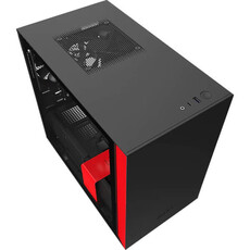 NZXT H210 Tempered Glass Mini ITX Case - Matte Black and Red (NZXT H210B/R)