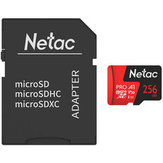 Netac P500 Extreme Pro 256GB Class 10 V10 U1 Microsdxc Card & Adaptor (NT02P500PRO-256G-R)