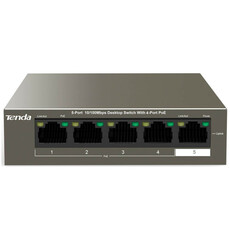 Tenda 5-Port 10/100Mbps Desktop Switch with 4-Port PoE (TE-TEF1105P-4-63W)