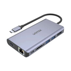 Unitek uHUB S7+ 7-in-1 USB-C Ethernet Hub (D1056A) - with MST Dual Monitor, 100W Power Delivery and Card Reader