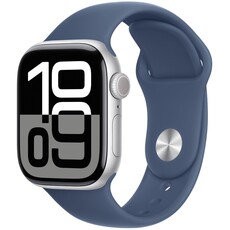 Apple Watch Series 10 (GPS 46mm) Silver Aluminium Case with Denim Sport Band - S/M (MWWL3QA/A)