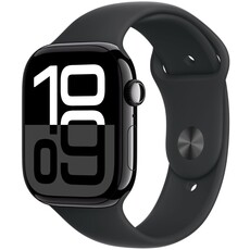 Apple Watch Series 10 (GPS 46mm) Jet Black Aluminium Case with Black Sport Band - S/M (MWWP3QA/A)